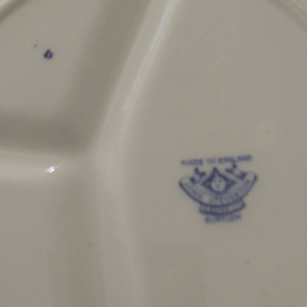 Vintage Blue Willow divided plate made in England John Steventon blue and white